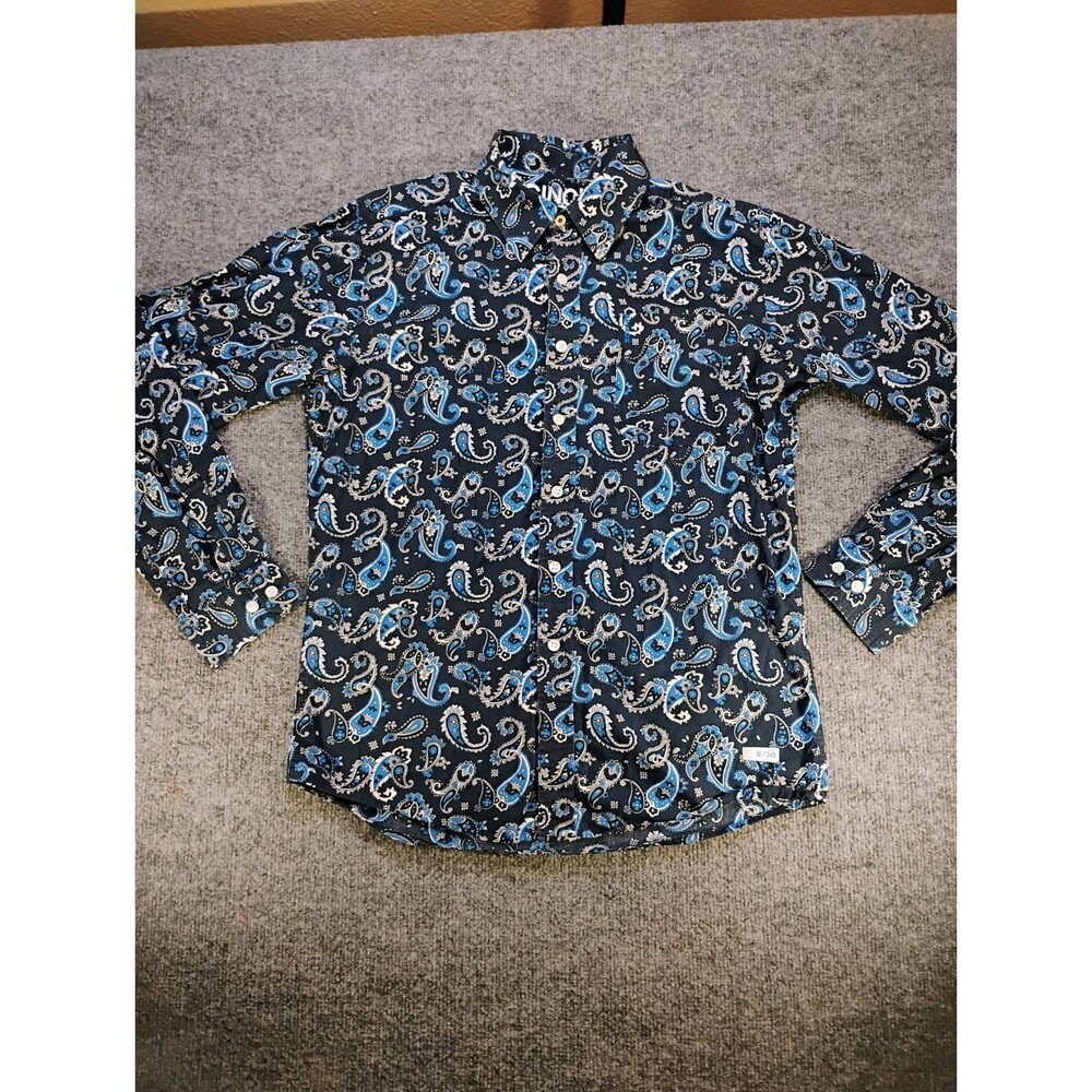 Cinch Mens Small Modern Fit Blue Paisley Long Sleeve Button Up Western Shirt